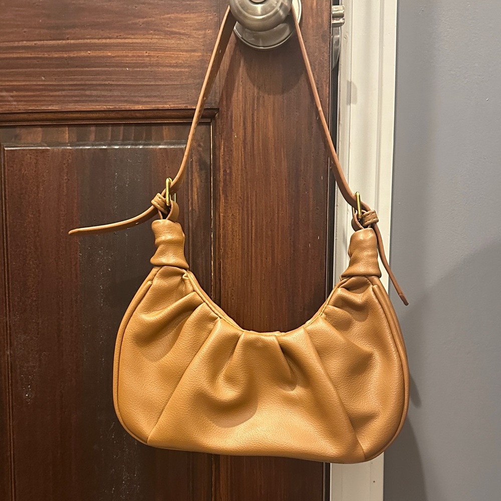 Tan Faux Leather Shoulder Bag